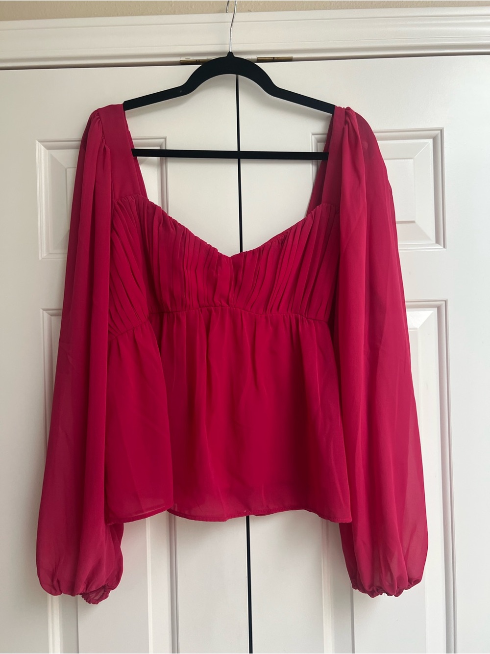 Abercrombie & Fitch Womens Pink Puff-Sleeve Peasant Top